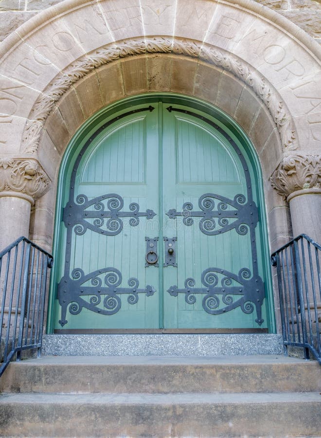 San Anselmo California - May 5, 2019: Montgomery Chapel Door of the San Francisco Theological Seminary. royalty free stock photos San Anselmo California - May 5, 2019: Montgomery Chapel Door of the San Francisco Theological Seminary. royalty free stock photos