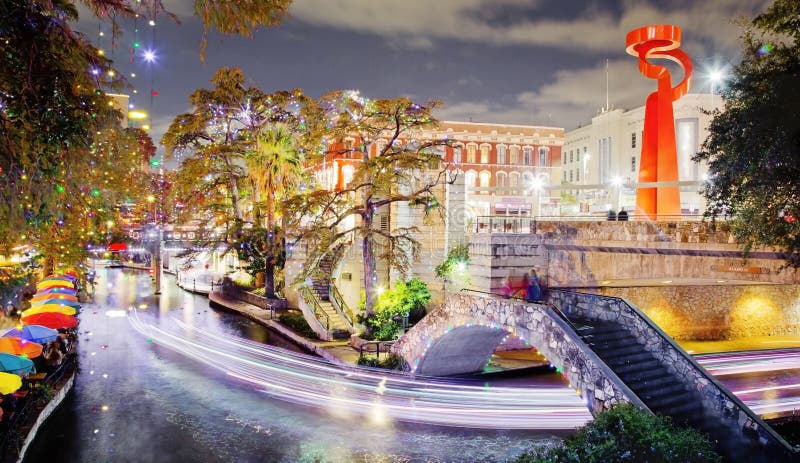 San Antonio Riverwalk en la noche imagen de archivo libre de regalías