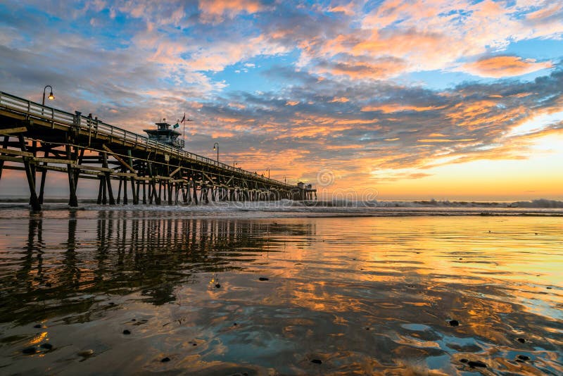 Classic California Golden hour in pier shot in Orange County, CA. Classic California Golden hour in pier shot in Orange County, CA