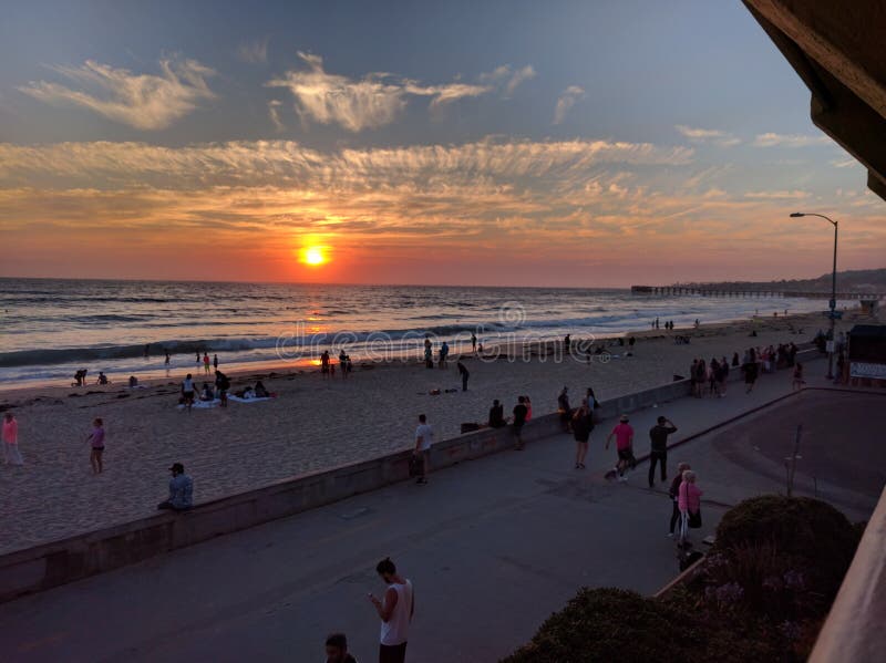 San Diego zmierzch na Pacyfik plaży zdjęcia stock San Diego zmierzch na Pacyfik plaży zdjęcia stock