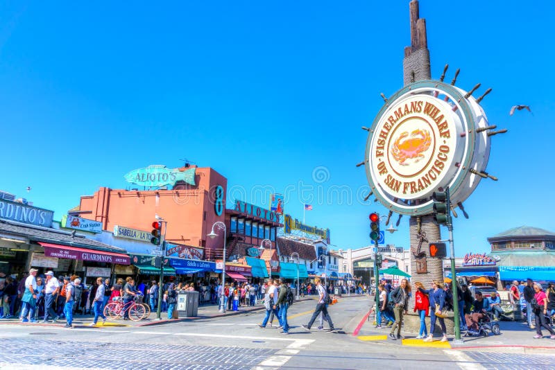 Busy Fishermans Wharf in San Francisco Editorial Stock Photo - Image of