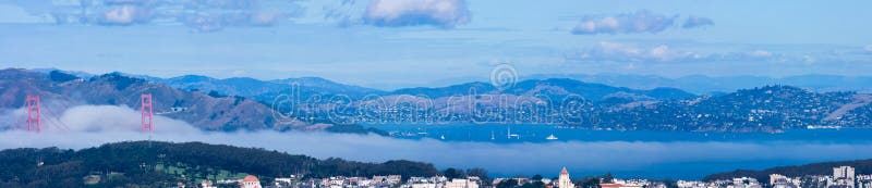 San Francisco Bay area panoramic view from the Twin Peaks viewpo royalty free stock photos San Francisco Bay area panoramic view from the Twin Peaks viewpo royalty free stock photos