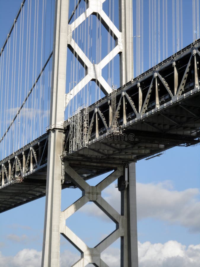 San Francisco Bay Bridge Close Up from Underneath Stock Photo Image