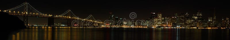 San Francisco Bay Bridge and Skyline at Night