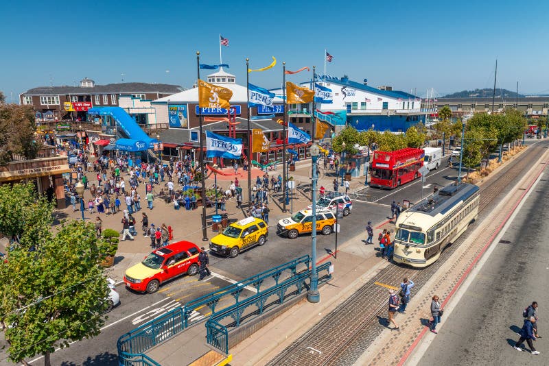 SAN FRANCISCO - APR 2, 2018: Visitors Flock To Pier 39 At San