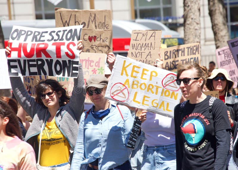 Participants At The Womenâ€™s Rights Protest After Scotus Leak In San Francisco Ca Editorial