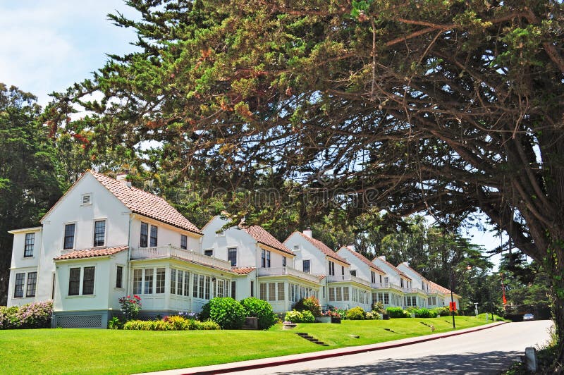 Houses at the Presidio on June 14, 2010. The Presidio was a former military base in which soldiers lived for a century with their families: now is a park with homes for rent and lease. Houses at the Presidio on June 14, 2010. The Presidio was a former military base in which soldiers lived for a century with their families: now is a park with homes for rent and lease