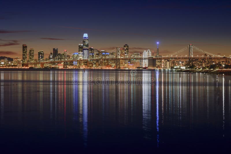 San Francisco City Skyline in Holiday Lights and Spirit