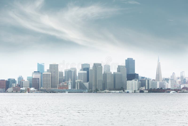 Foggy downtown San Francisco from across the bay. Foggy downtown San Francisco from across the bay