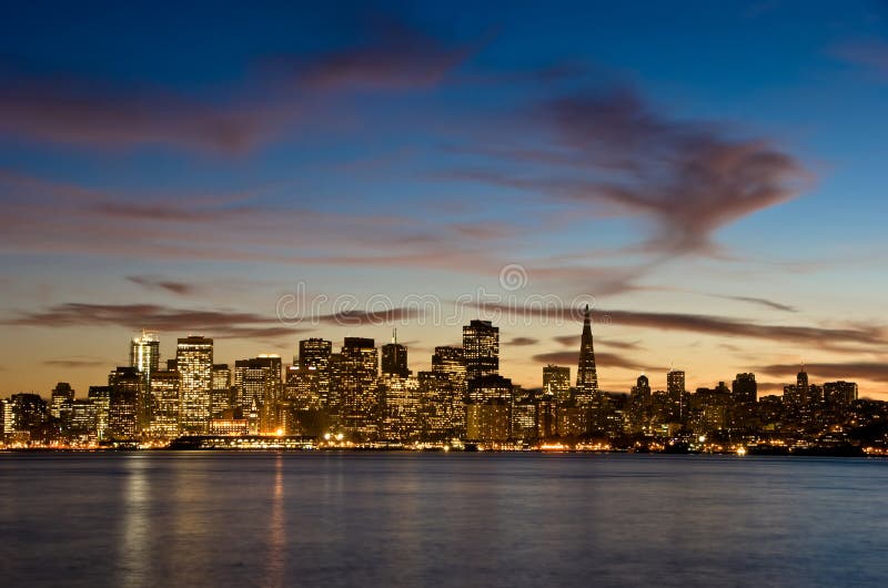 San Francisco, shot from Treasure Island at dusk. San Francisco, shot from Treasure Island at dusk.