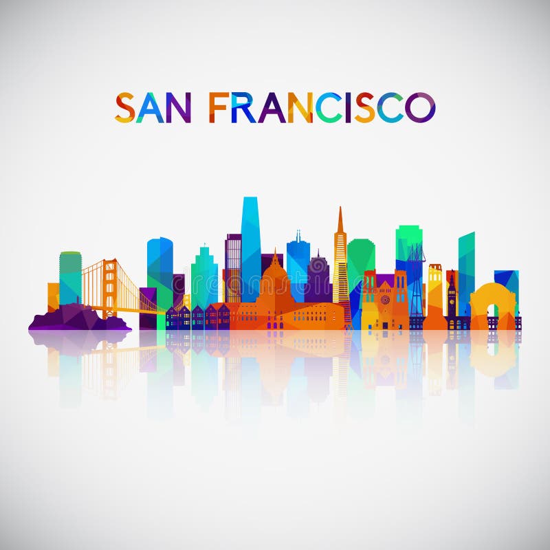 San Francisco linia horyzontu sylwetka w kolorowym geometrycznym stylu royalty ilustracja