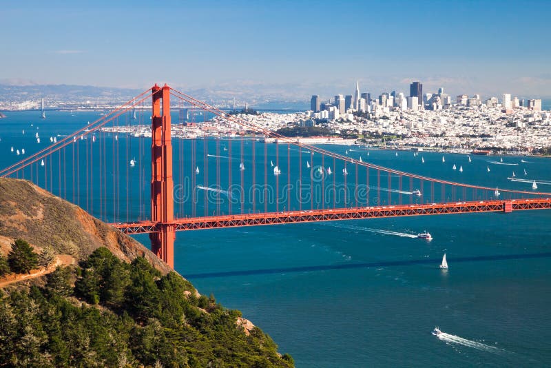 San Francisco Panorama W The Golden Gate Bridge Stock Photo Image Of