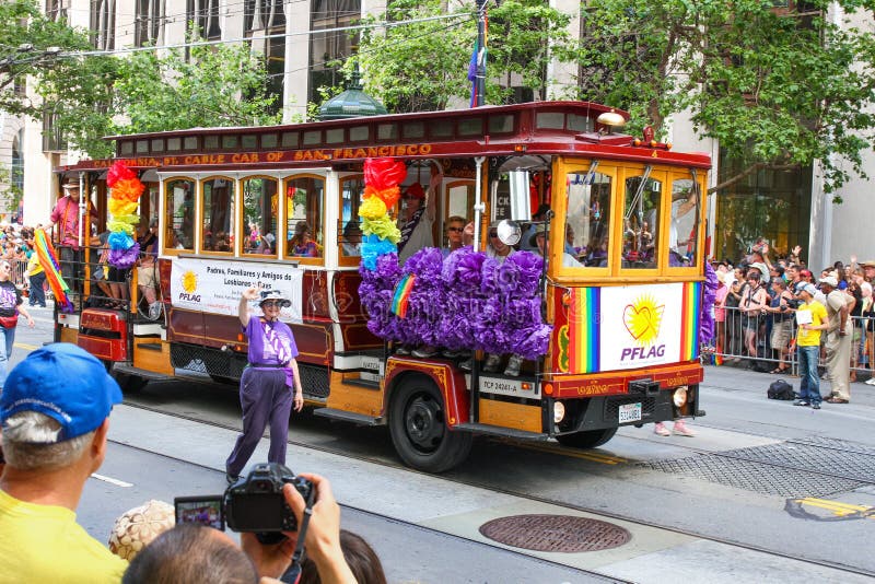 San Francisco Pride Parade PFLAG Trolley Float Editorial 