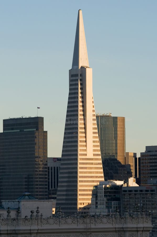 Transamerica Pyramid at sunset in San Francisco. Transamerica Pyramid at sunset in San Francisco