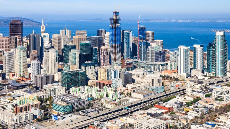 Aerial view of San Francisco Financial district and SOMA. Aerial view of San Francisco Financial district and SOMA.