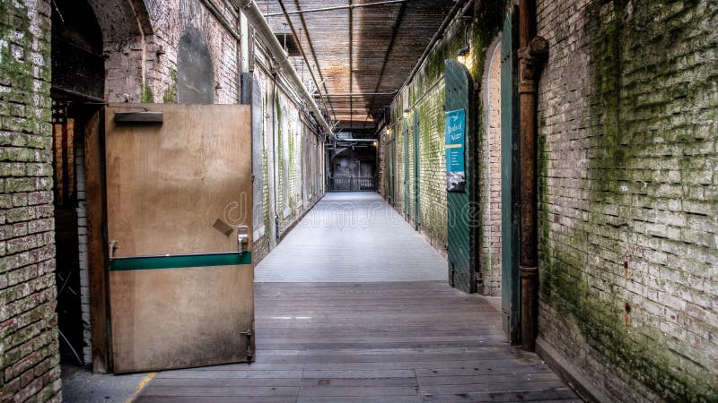 SAN FRANSISCO CA, Sierpień, - 13, 2014: Wewnętrzny widok Alcatraz wyspa Alcatraz wyspa był federacyjnym więzieniem od 1933 unti fotografia stock SAN FRANSISCO CA, Sierpień, - 13, 2014: Wewnętrzny widok Alcatraz wyspa Alcatraz wyspa był federacyjnym więzieniem od 1933 unti fotografia stock