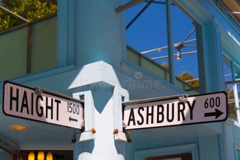 San Francisco Haight Ashbury street sign junction corner in California USA. San Francisco Haight Ashbury street sign junction corner in California USA