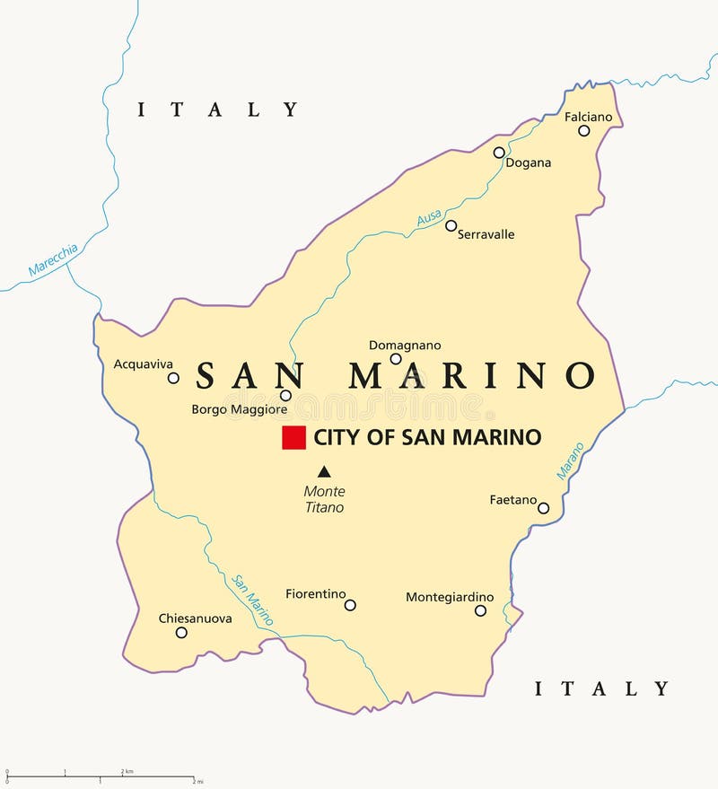 San Marino Polityczna mapa ilustracja wektor. Ilustracja złożonej z
