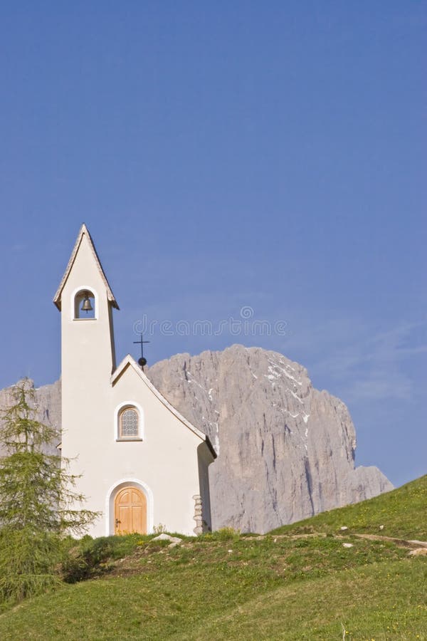 San Maurizio chapel on the Gardena Pass royalty free stock images San Maurizio chapel on the Gardena Pass royalty free stock images