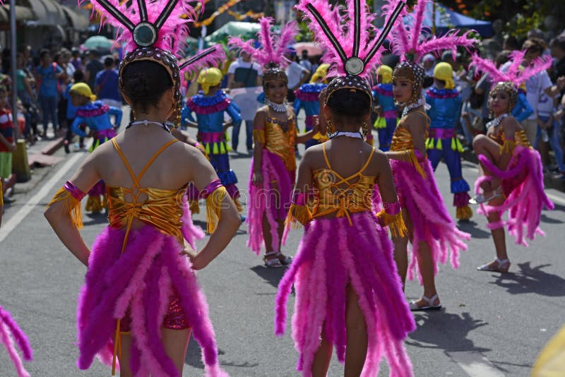 Street Dancer in Head Dresses with Colorful Coconut Costume Perform on ...