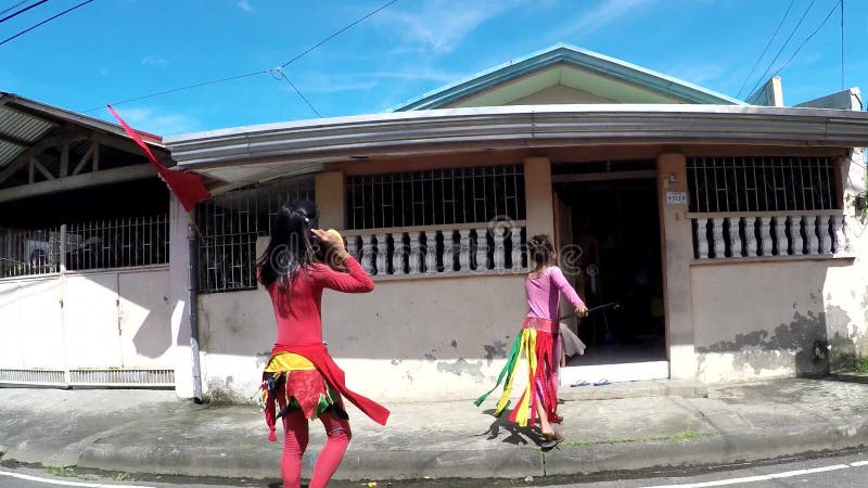 Gay fire breather dance on street