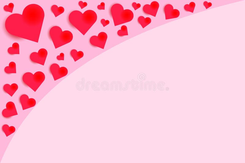 Pink Background, Valentine`s Day, with Decorative Pink Hearts Stock ...