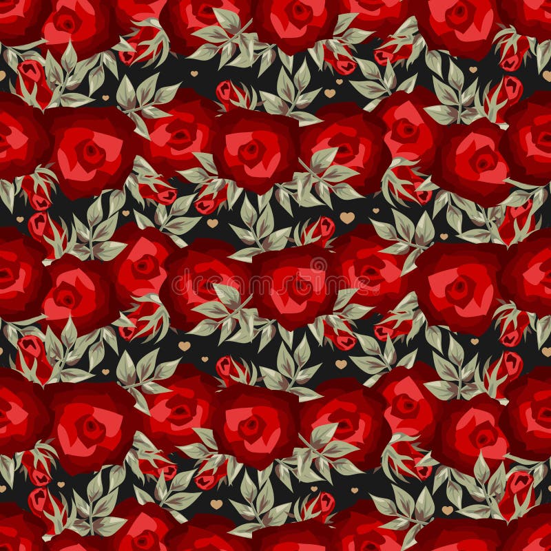 San Valentino: modello di rosa rossa e di cuore in fondo nero royalty illustrazione gratis San Valentino: modello di rosa rossa e di cuore in fondo nero royalty illustrazione gratis