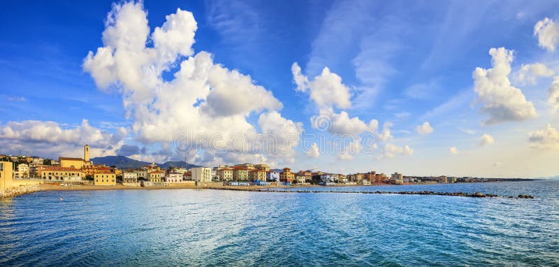 San Vincenzo Beach and Seafront Panoramic View. Tuscany, Italy. Stock ...