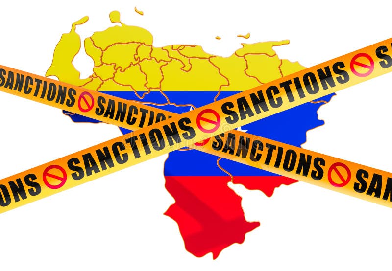 Sanctions Concept with Map of Venezuela, 3D Rendering Stock ...