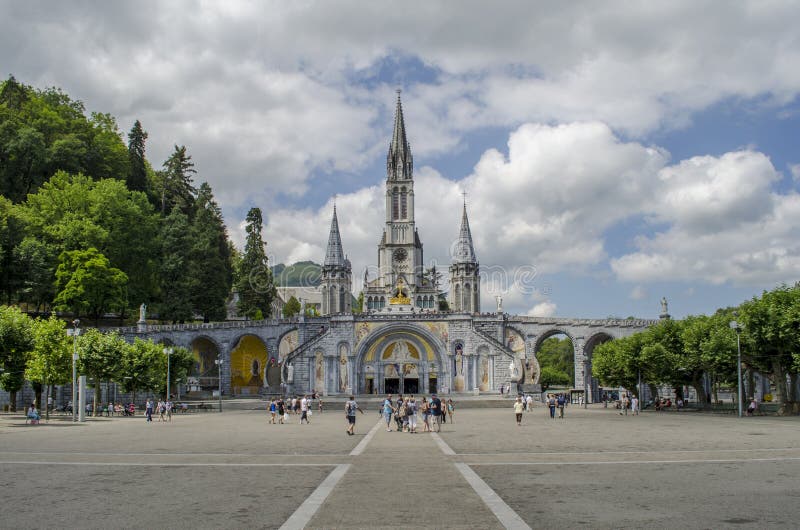 Roman Catholic Basilica In Pilgrimage Town Lourdes Stock Image - Image ...