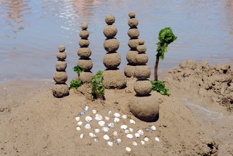 Sand balls on the beach stock image. Image of summer 26425311