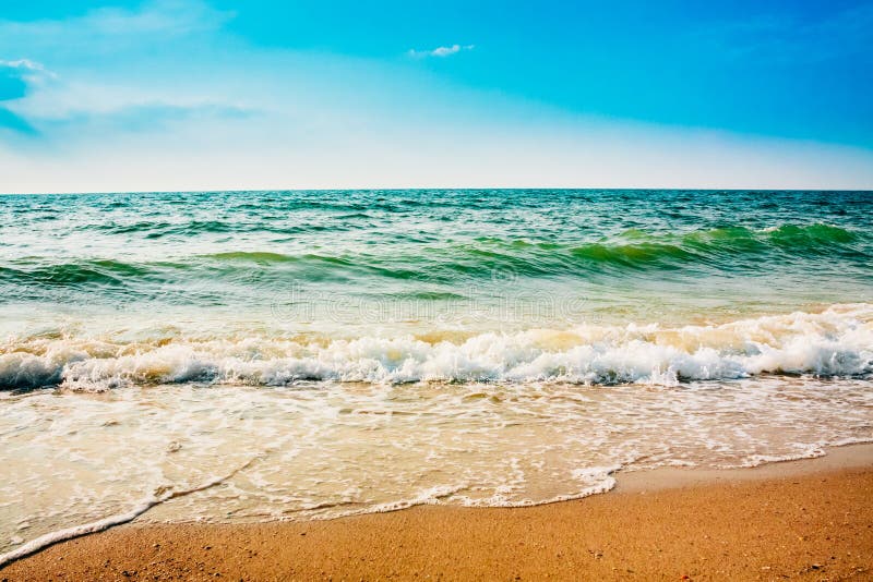 Soft Sea Ocean Waves Wash Over White Sand, Beach Background Stock Image ...