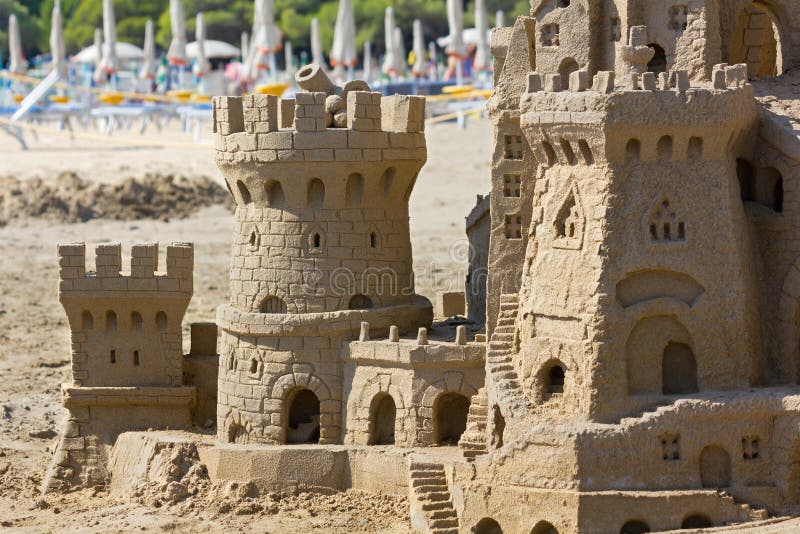 Sand Castle on the Beach stock image. Image of merlon 60295477