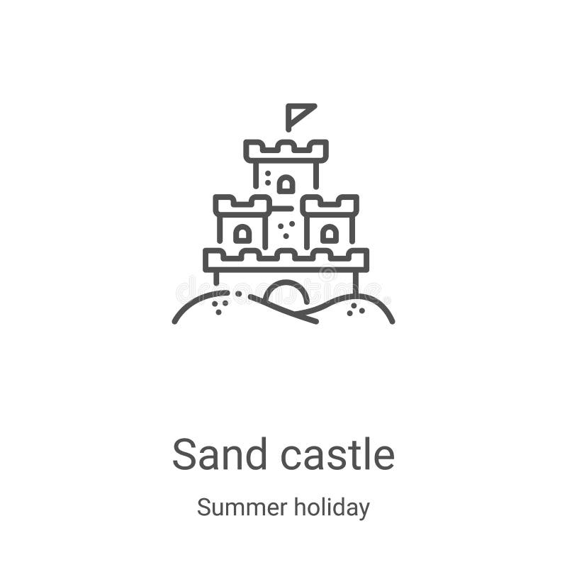 Thin line sand castle outline icon vector illustration. 