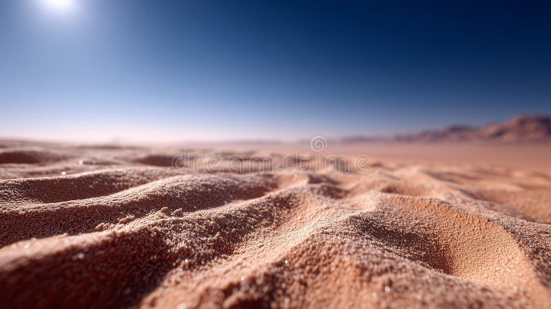A sand dune in the middle of a desert with the sun shining in the background royalty free stock image