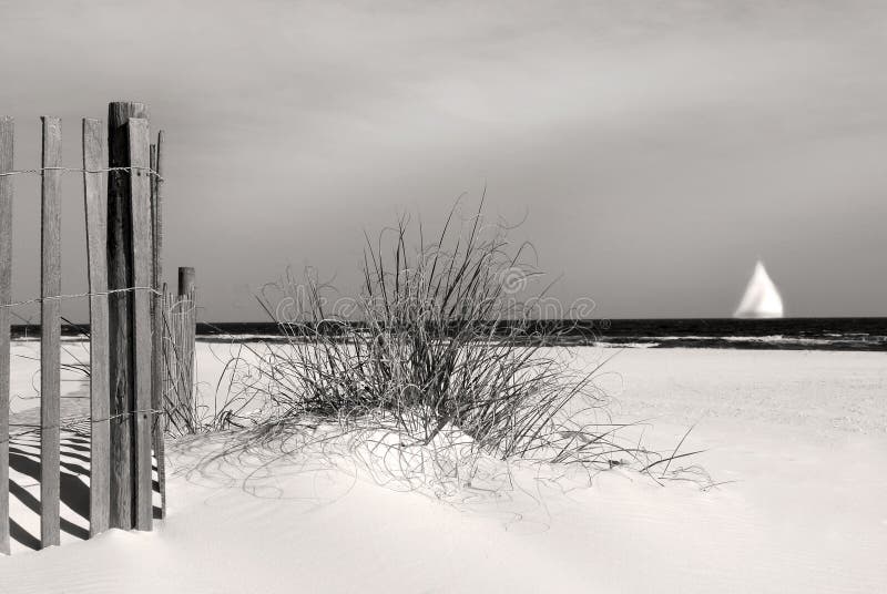 Sand Dune and Sail Boat royalty free stock images