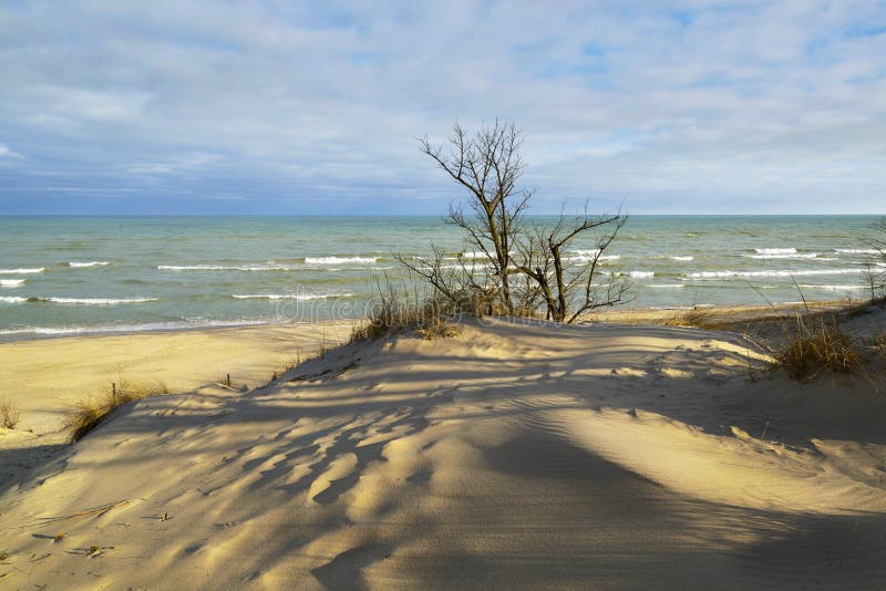 Sand Dunes On Shores Of Lake Michigan Stock Photo Image Of Deposits