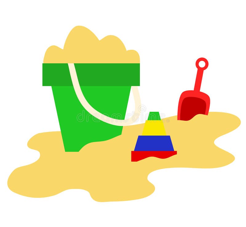 Sand, Eimer, Schaufel und Spielwaren, Sommerspiel-Spielikonen, Vektor IL vektor abbildung Sand, Eimer, Schaufel und Spielwaren, Sommerspiel-Spielikonen, Vektor IL vektor abbildung