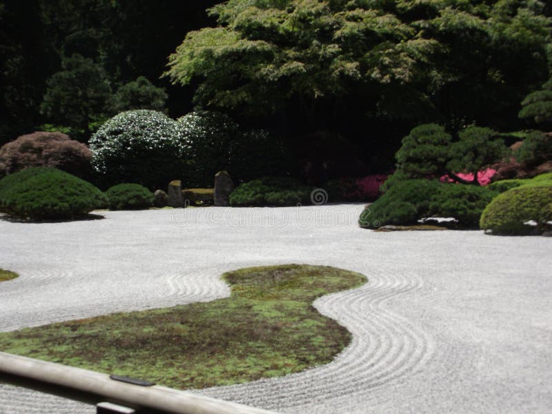 Japanische Steinund SandGartenNahaufnahme Stockfoto