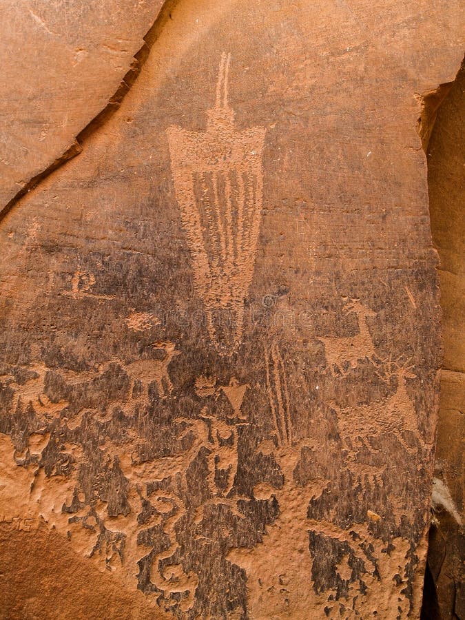 Sand-Insel-Petroglyphen in der Täuschung, Utah lizenzfreies stockfoto