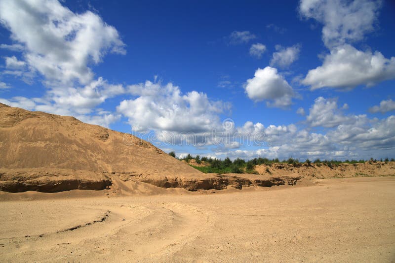 Sand Quarry Mining and Blue Sky Stock Image Image of material