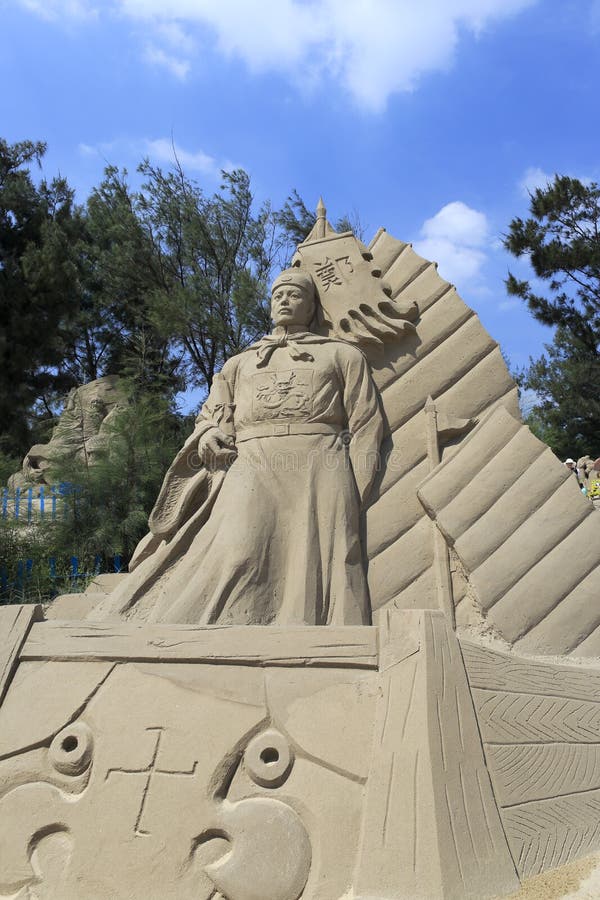 Sand sculpture of chinese navigator zheng he