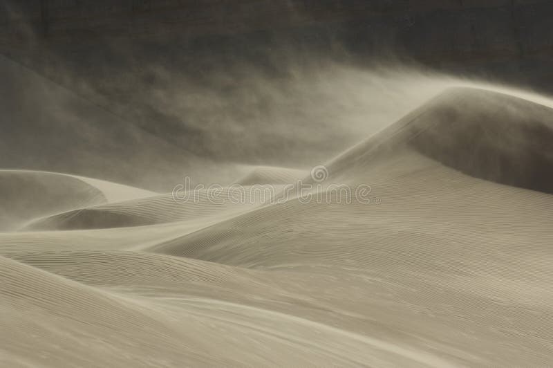 Sand blowing over sand dune in wind. Sand blowing over sand dune in wind