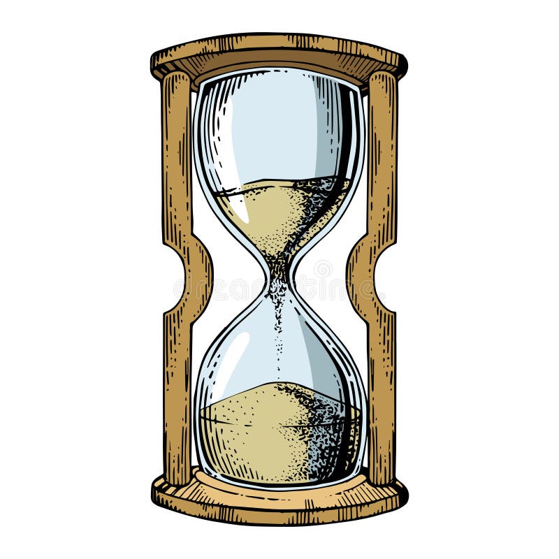 Sand Watch Glass with Man Coloring Vector Stock Vector - Illustration