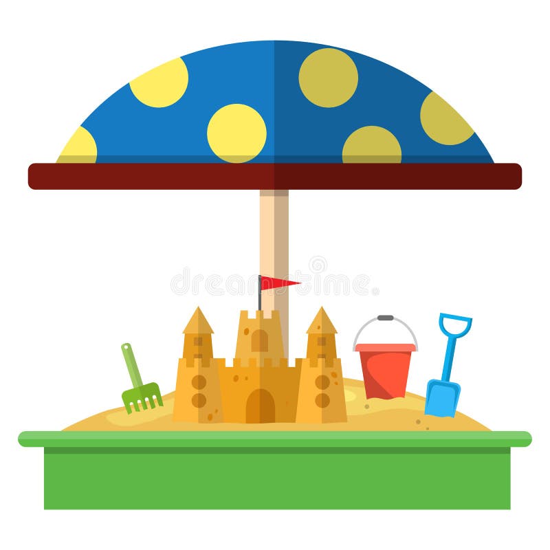 Sandbox with red dotted umbrella icon