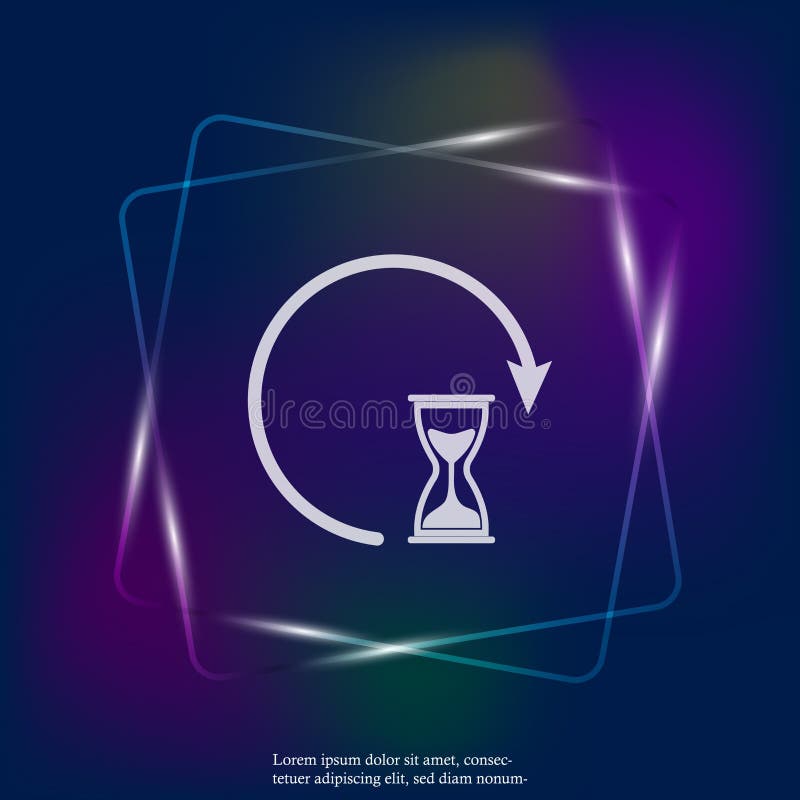Sandglass clock neon light icon. Flat image sandglass. Layers grouped for easy editing illustration. For your design. stock illustration