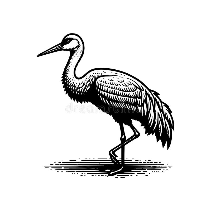 Sandhill Crane Side View Vintage Logo
