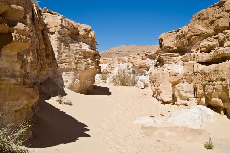 Sandschlucht In Der Leblosen Wüste Bild. Bild 2720982