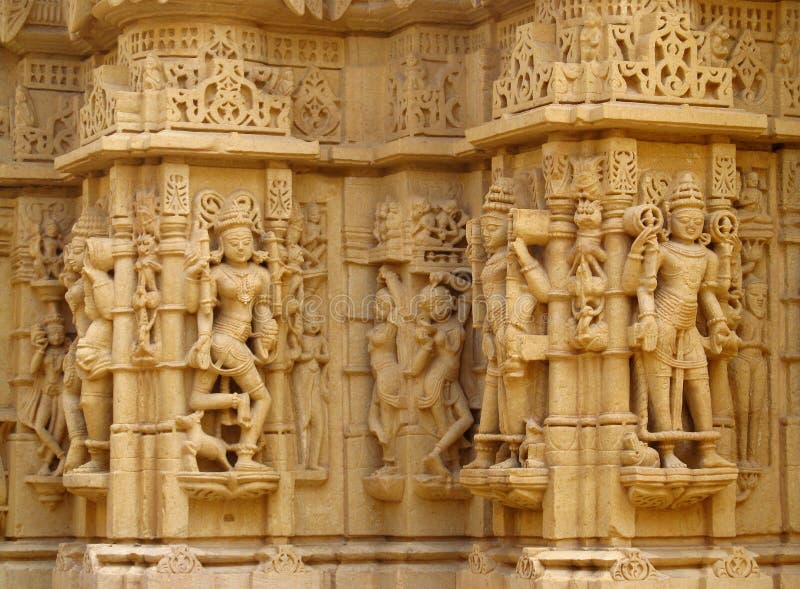 Sandstone sculptures of people in India