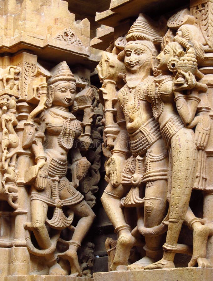 Sandstone sculptures of people in India